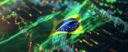 Taxa Selic e economia brasileira representadas por gráfico financeiro sobre a bandeira do Brasil